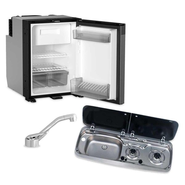 Dometic NRX50 Fridge, 9222 Hob/Sink Unit & Tap Bundle (Sink on Left) - Suitable For Volkswagen T6