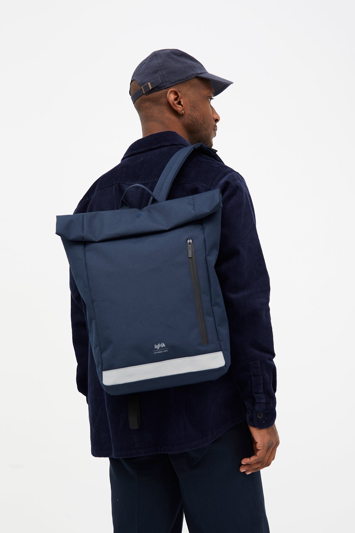 LEFRIK Roll Top Reflective Backpack - Navy