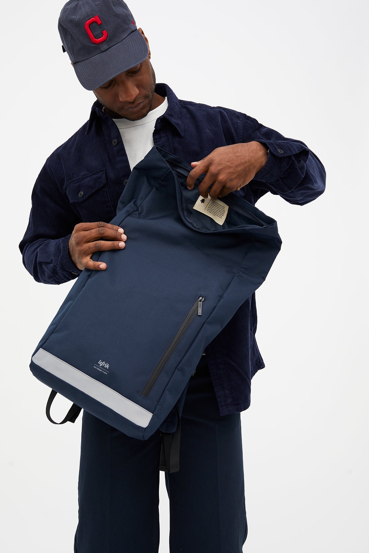 LEFRIK Roll Top Reflective Backpack - Navy