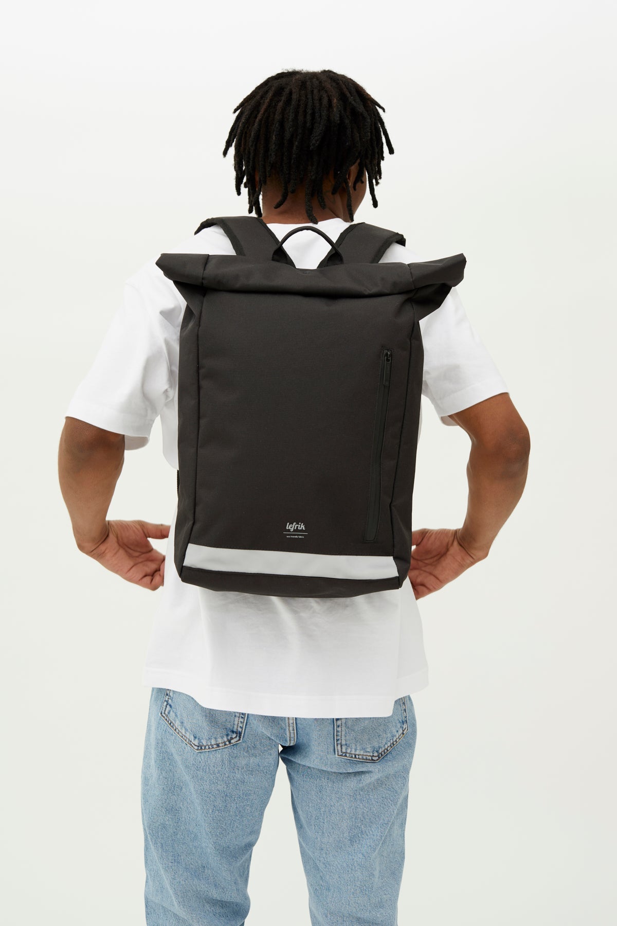 LEFRIK Roll Top Reflective Backpack - Black