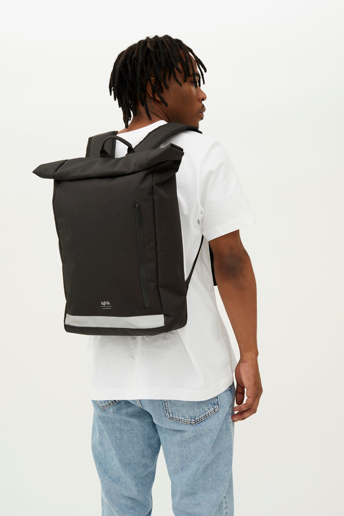 LEFRIK Roll Top Reflective Backpack - Black