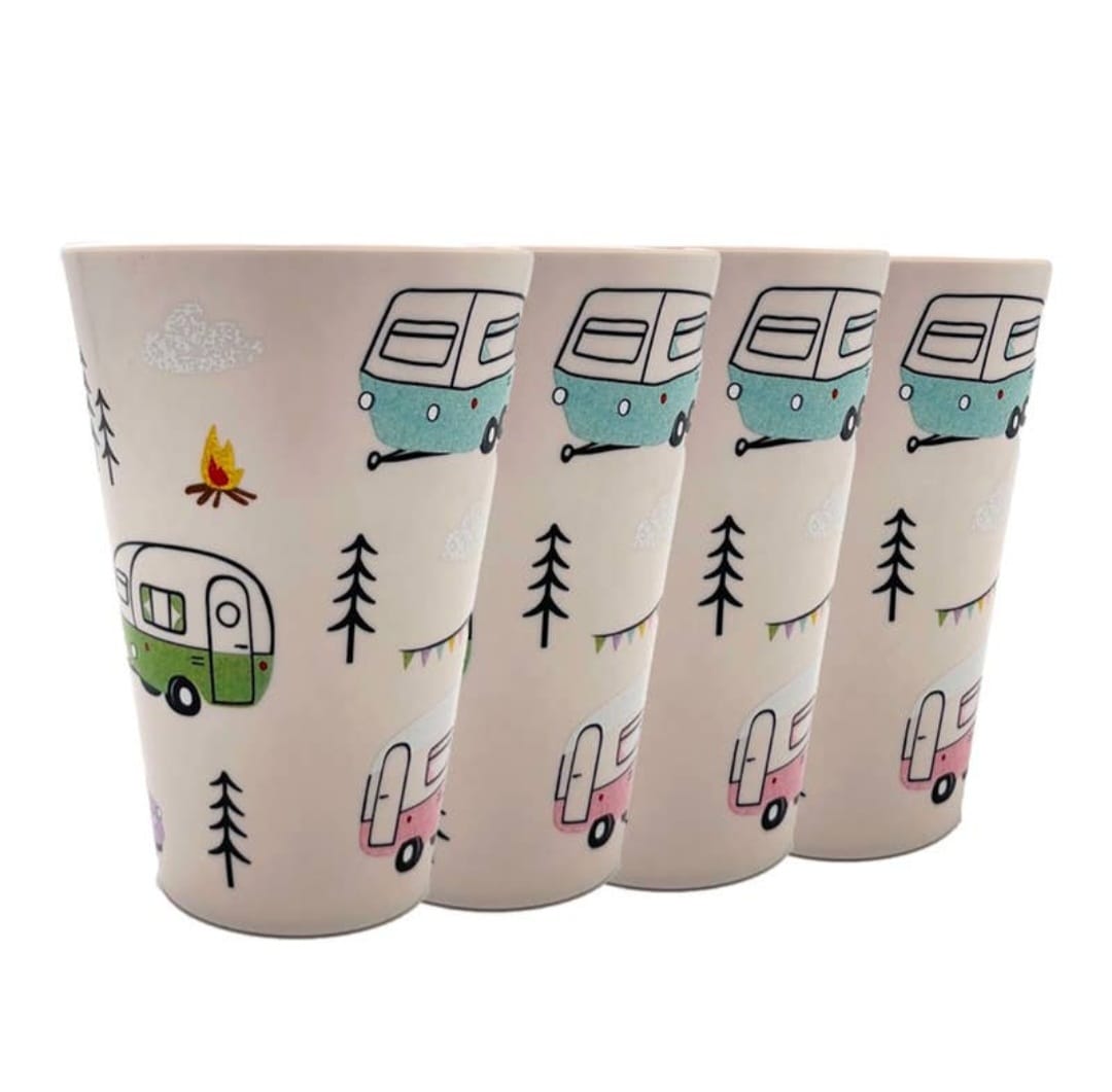 Wildwood Caravan Set of 4 Recycled Rpet Picnic Cups 450ml